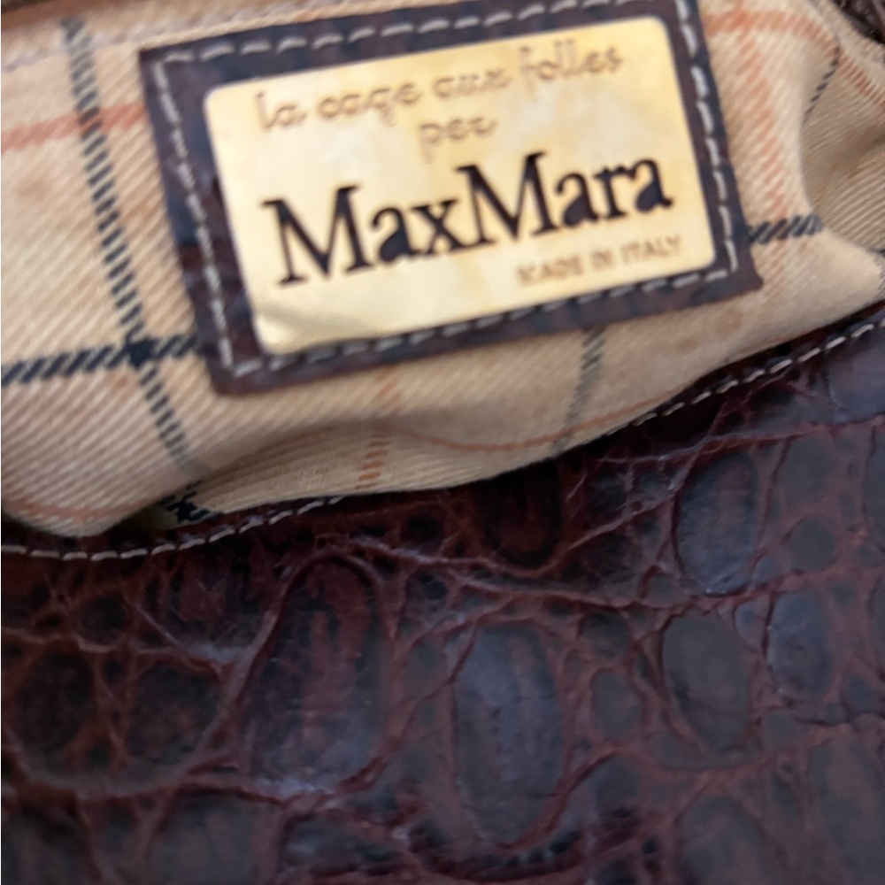 MaxMara Vintage Brown Croc Embossed Leather Tote - Picture 6 of 7